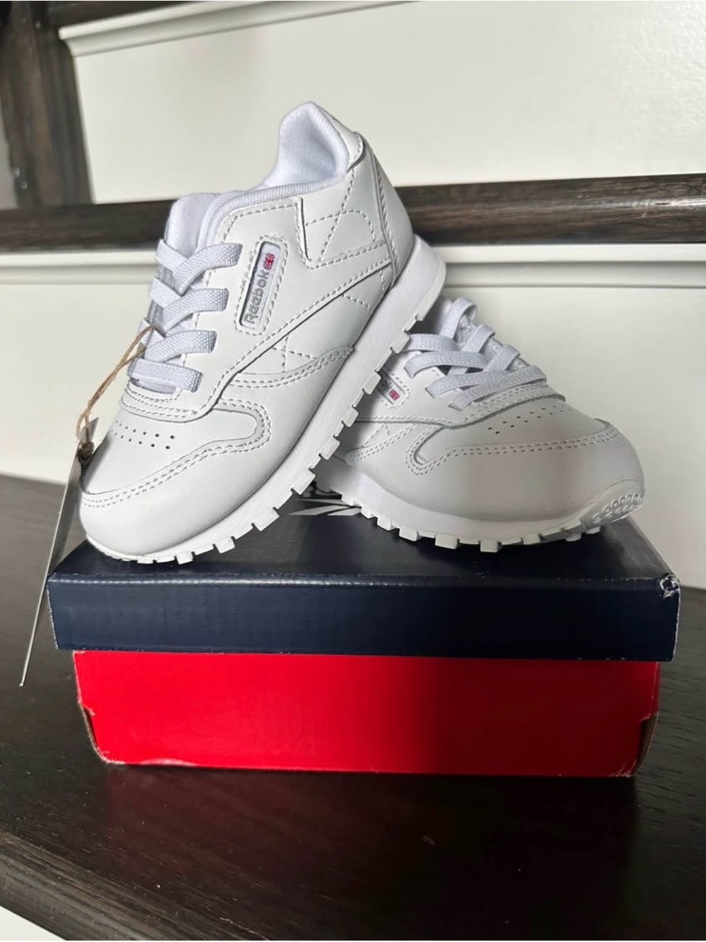 Reebok Kids White Classic Leather Sneakers